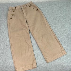 Simply Vera Wide Leg Ankle Pants Size 6 Khaki Stretch Casual Coastal